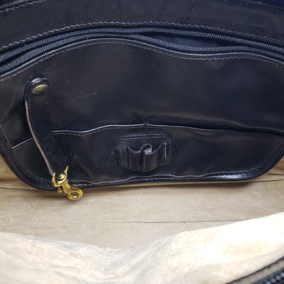 Brahmin Vintage Crossbody Bag Black Brown Leather Purse Bag Soft Textured Y2K - Picture 14 of 16